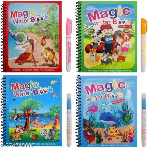 Reusable Magic Water Quick Dry Book Water Coloring Book Doodle with Magic Pen (Multi Color, 4) - Springkart 