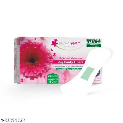 everteen Daily Panty Liners with Neem and Aloe Vera, Dermatologically Tested, for Discharge, Leaks, Spotting and Odor Control in Women - 1 Pack (30 liners) - Springkart 