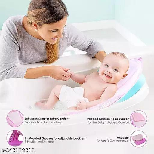 Office Petals Baby Bather for New Born and Infants Baby Bath Support 0-6 Months Baby for Comfortable Bath Compact & Foldable Plane (Pink) | 2 Position Adjustable Chair |Washable Soft Mesh Seat - Springkart 