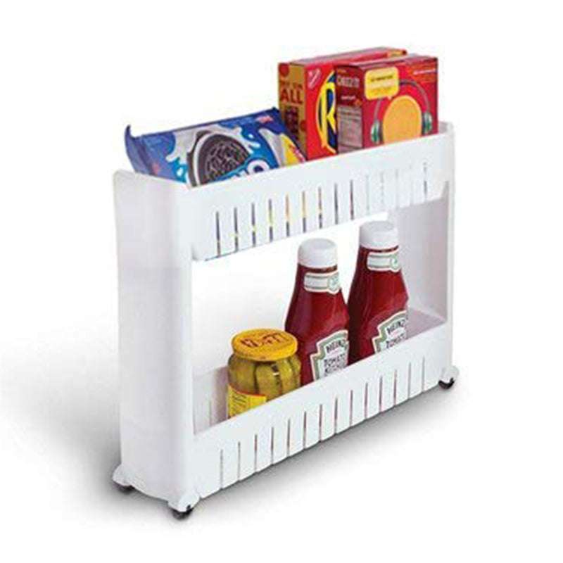 Multipurpose 2 Layer Slim Side Space Saving Storage Organizer Rack Shelf - Springkart 