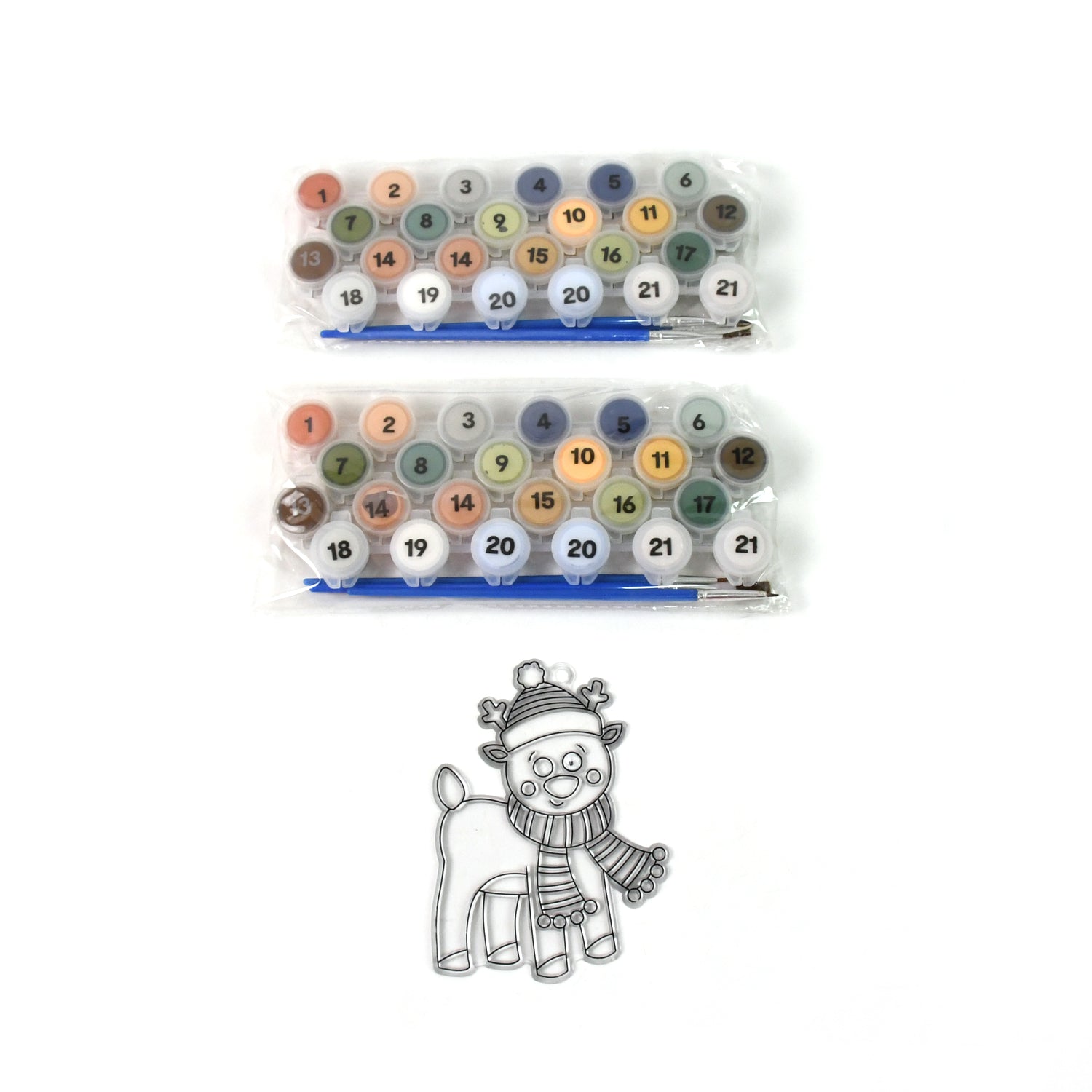 Paint By Number Kits 2 Set 21 Number Color 6 Paint Brushes (2 Set) - Springkart 