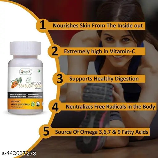 Vringra Sea Buckthorn Capsules|Helps To Boost Immune System |Vitamin C| Promotes Hair Growth-60 Capsules-(Pack Of 1) - Springkart 