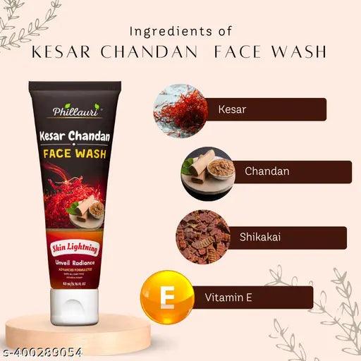 Kesar Chandan Face Wash, Skin Lightening & Tan Removal Face wash,Oil Controal & Remove Pigmentation Tan Removal Face Wash, All Skin Types(60ml) Pack of 2