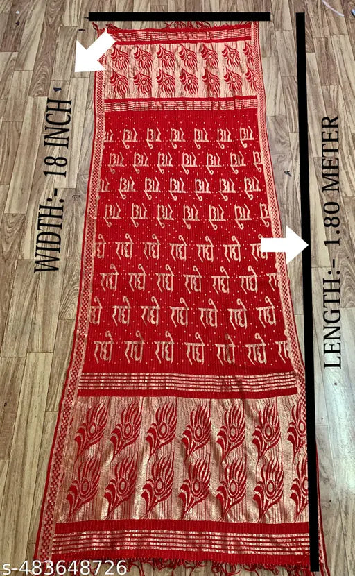 DUPATTA (RED) (RADHEY RADHA+ OM NAMAH SHIVAAY) FOR MEN/WOMEN/KIDS AND KIDS