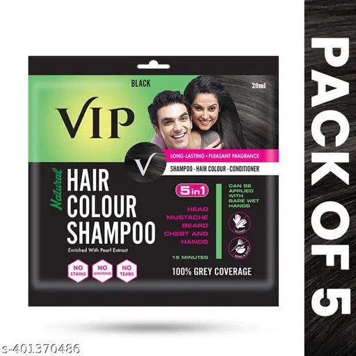 Permanent Hair Colour Shampoo for Men and Women Black 100ml (20ml Pack of  5)