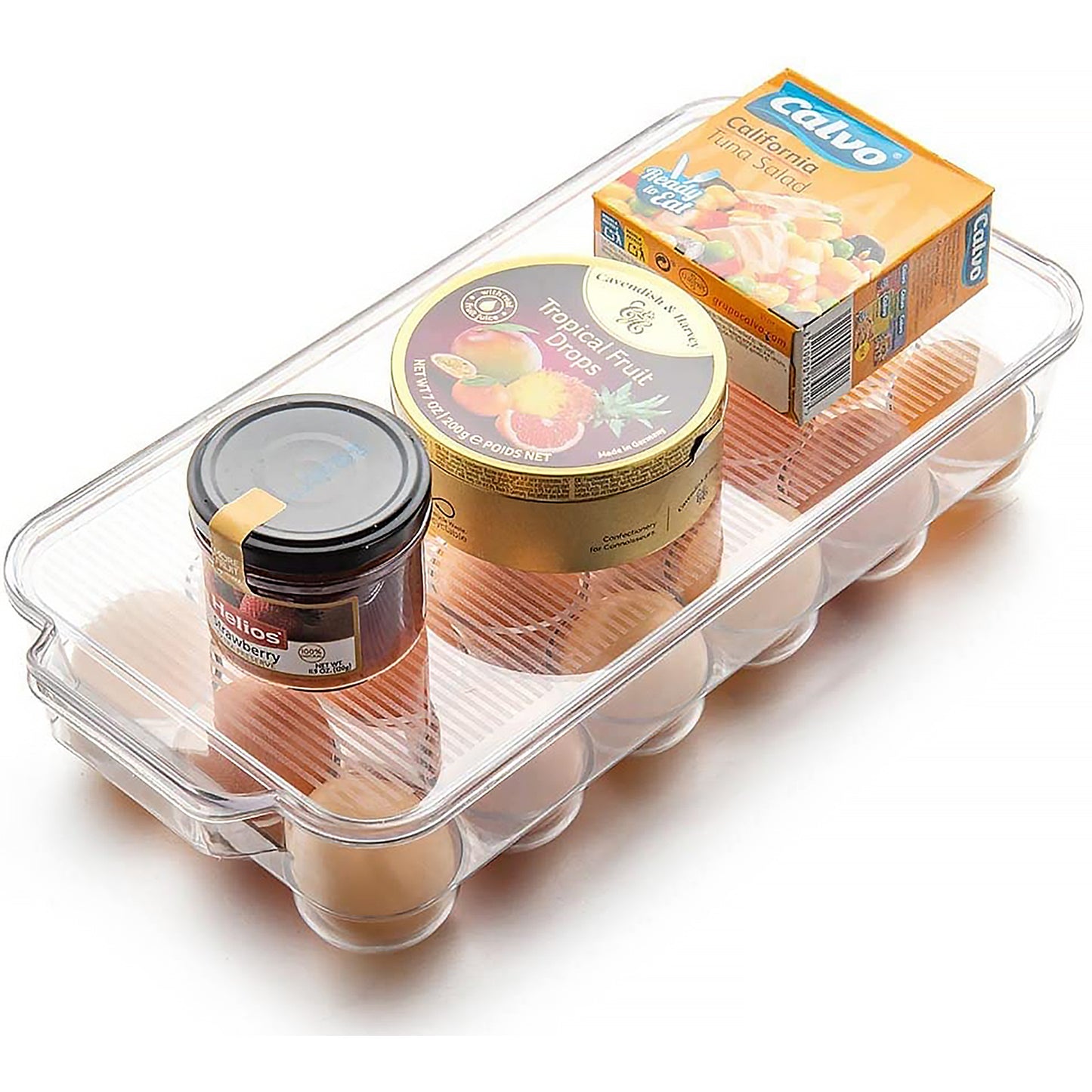 Plastic 18 Cavity Egg Storage Box Or Egg Trays For Refrigerator With Lid Handles High Quality Rectangular Egg Tray Box For 18 Egg (1 Pc) - Springkart 