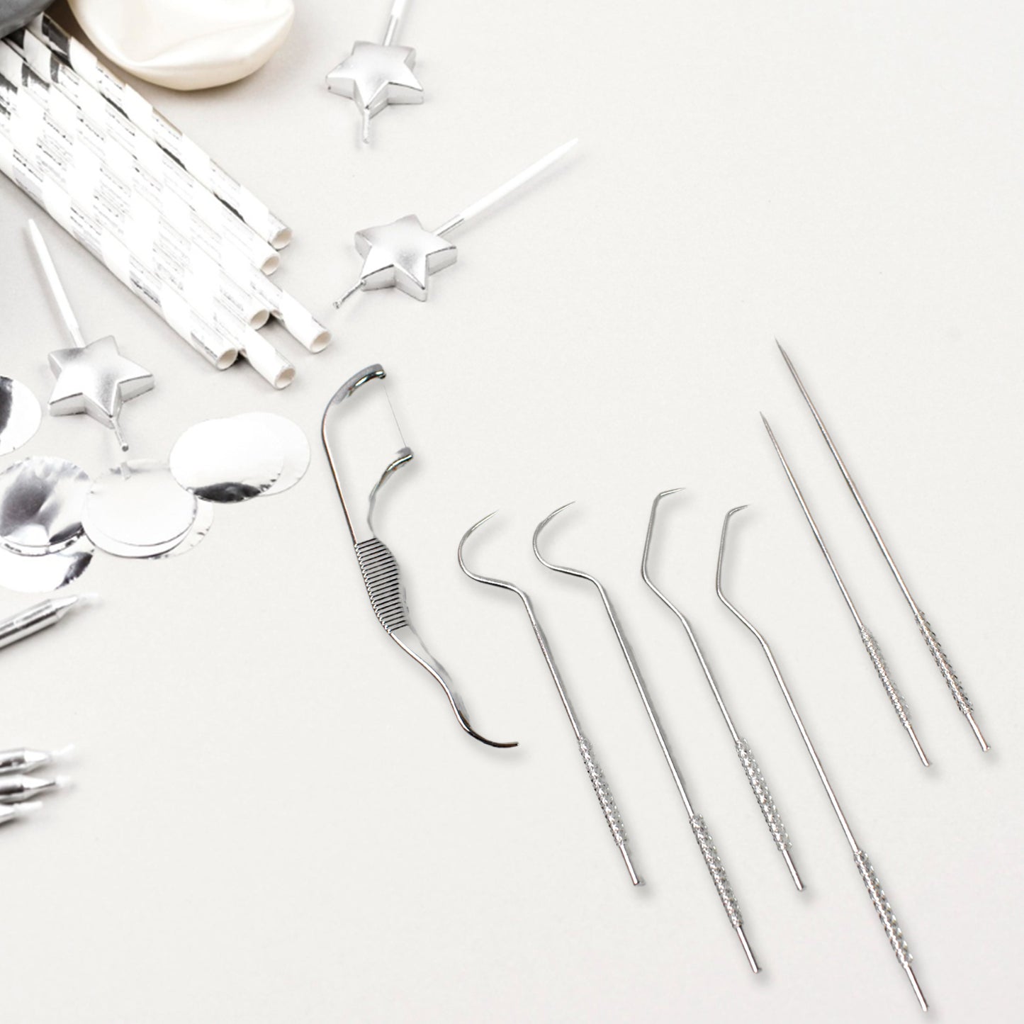 7 In 1 Stainless Steel Toothpick Flossier Set (1 Set With Case) - Springkart 