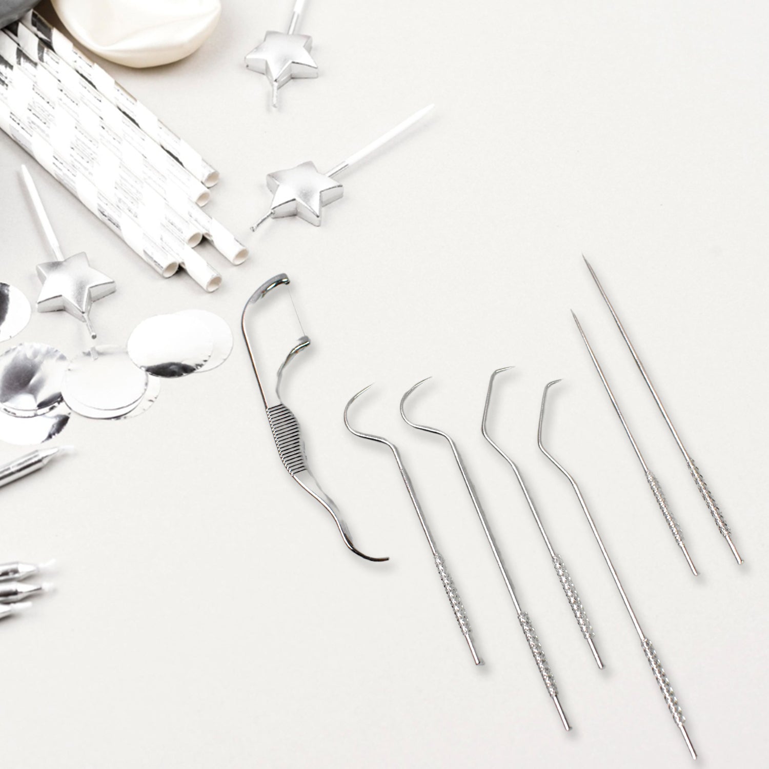 7 In 1 Stainless Steel Toothpick Flossier Set (1 Set With Case) - Springkart 