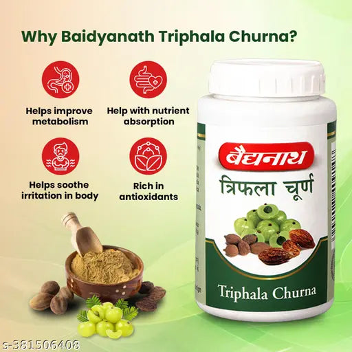 Baidyanath Triphala Churna 400g , Improves Bowel Movement & Indigestion, Constipation and Digestive Disorders | Effective in Tridoshashamak and Eye disorders