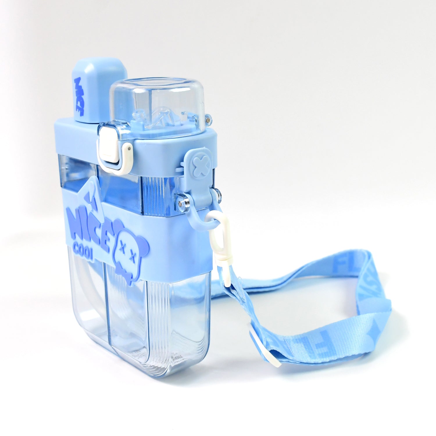 2in1 Dual Compartment Water Bottle With Straw And Adjustable Shoulder Straps (1 Pc Multi Color) - Springkart 