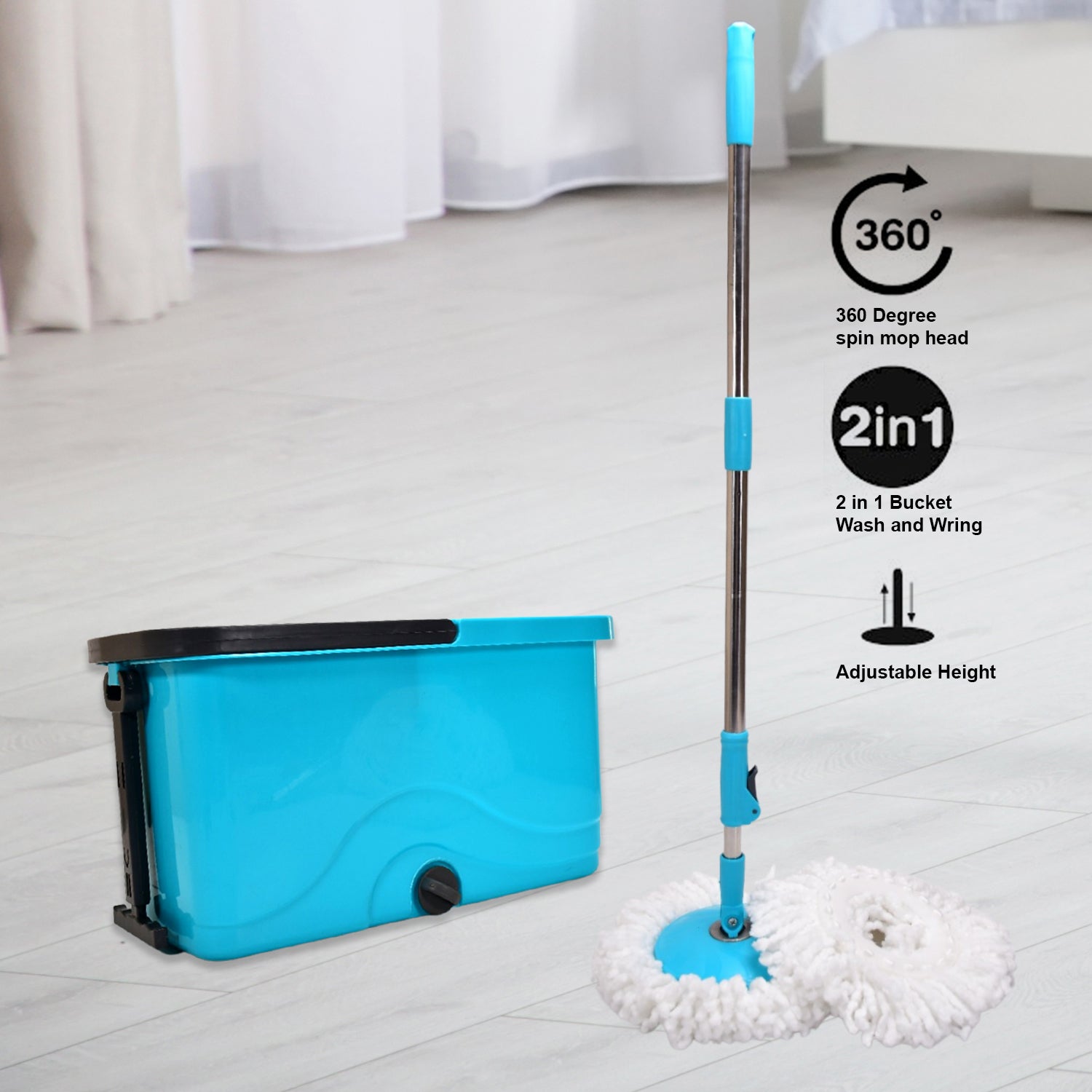 QUICK SPIN MOP PLASTIC SPIN, BUCKET FLOOR CLEANING, EASY WHEELS & BIG BUCKET, FLOOR CLEANING MOP WITH BUCKET - Springkart 