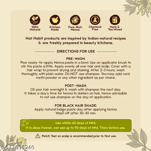 Nat Habit Ready-to-Apply Natural Hair Colour (Mehendi) for Hair | Hassle-free Replacement to Mehendi Powder (220 g)