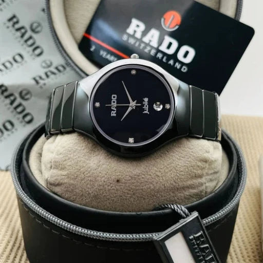 Round Black Rado Ceramic Watch, For Daily