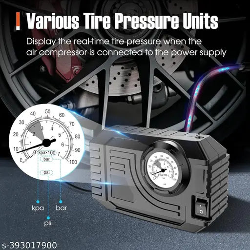 TYRE INFLATOR PORTABLE AIR COMPRESSOR 12V SMALL AIR PUMP FOR CAR