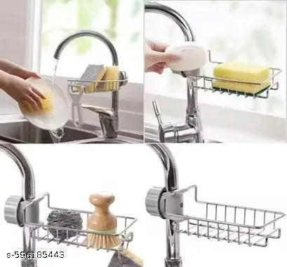 Stainless Steel Adjustable Sink Faucet Shelf Drain Rack | Sink Shelf Soap Sponge Drain Rack Steel | Sink Caddy Organizer