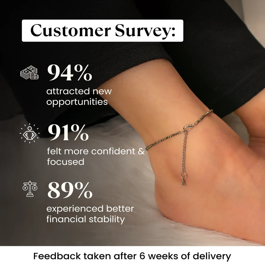 Pyrite Anklet with FREE Rose Quartz Lucky Bracelet