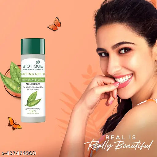 BIOTIQUE Morning Nectar Nourish & Hydrate Flawless Skin Moisturizer | 24H Deep Moisture | All Skin Types  (120 ml x 2) (Pack of 2)