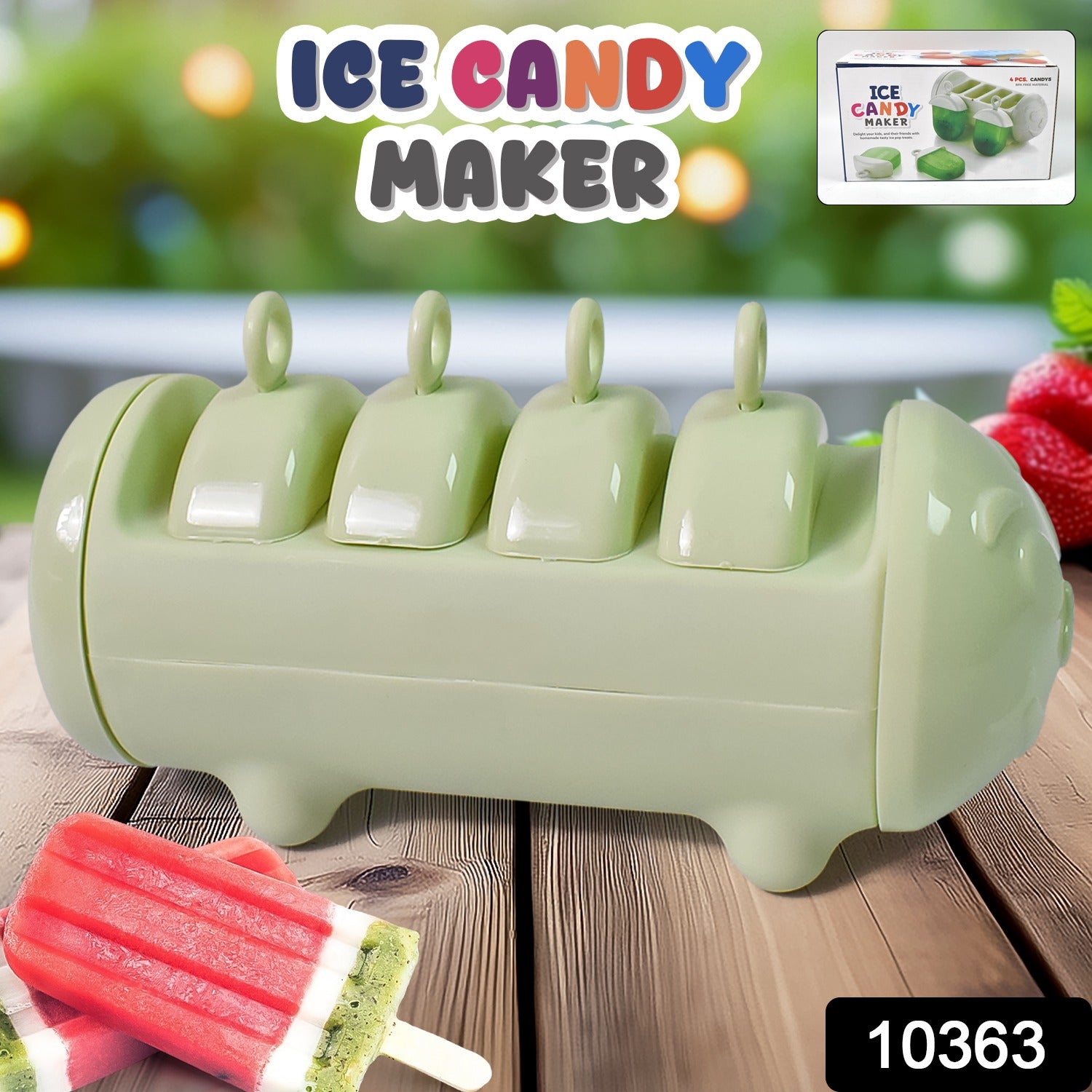 Plastic Ice Candy Maker 4 Compartment Grid Kulfi Candy (1 Pc) - Springkart 