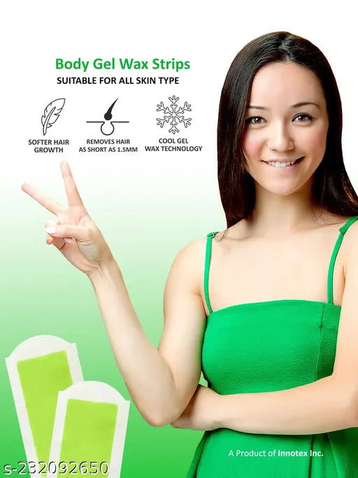 Masking Hair Removal Body Gel Wax Strip Classy and Superior Unique Hair Removal Gel Wax with Post Wipes Ideal for Legs, Underarms, and Arms for Girls and Women, 2 strips stick together ( 4 X 2 = 8 strips ), (Pack 01)