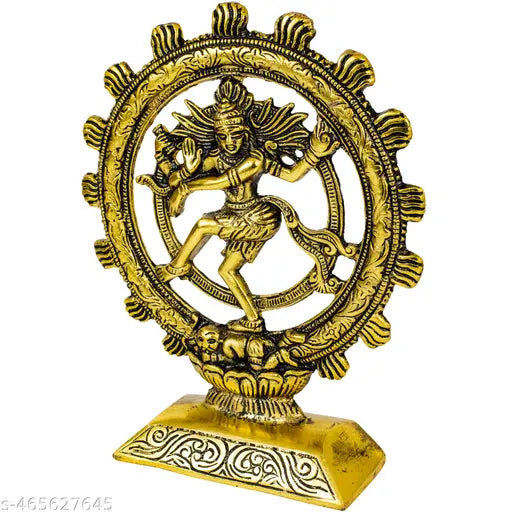 Gold Finished Dancing Natraj |Shiva Brass God Idol Statue Showpiece for Home