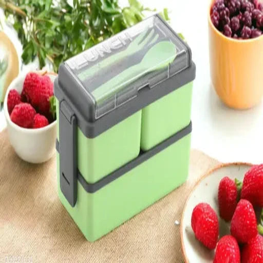 Rectangular Classy 3 Section Lunch Box With 1 Spoon & 1 Fork 3 Containers Lunch Box (1500 ml)