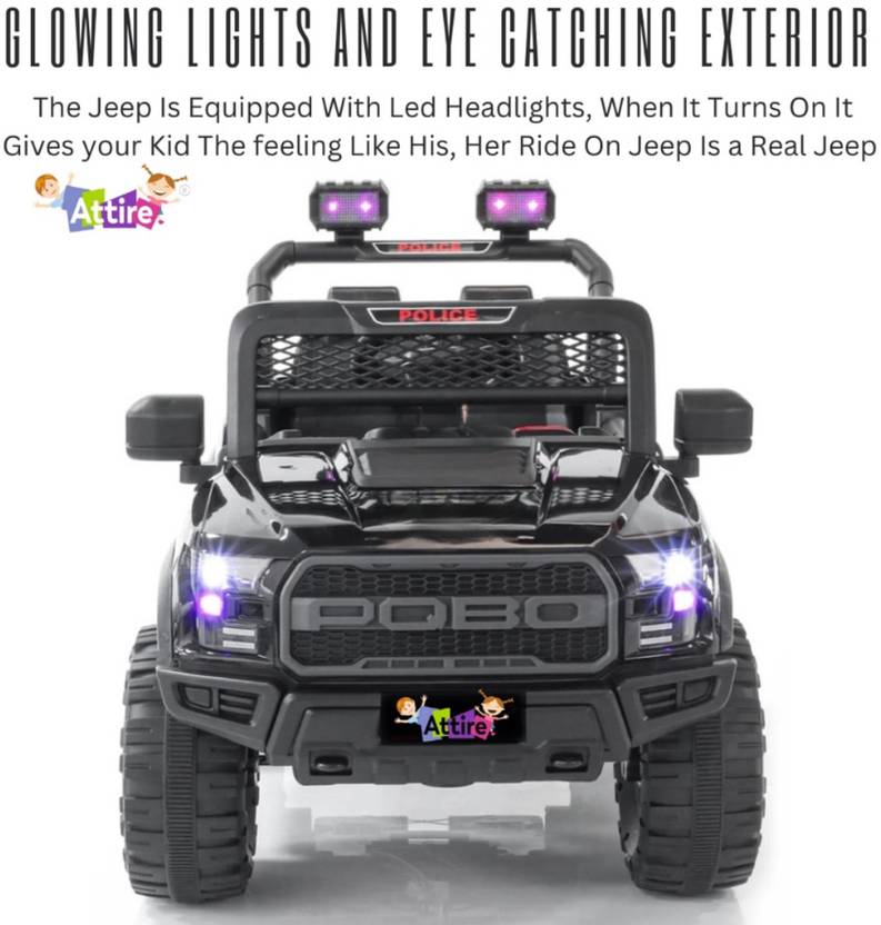 Attire Rechargeable with Bluetooth Music Electric Jeep Battery Operated Ride On  (Black)