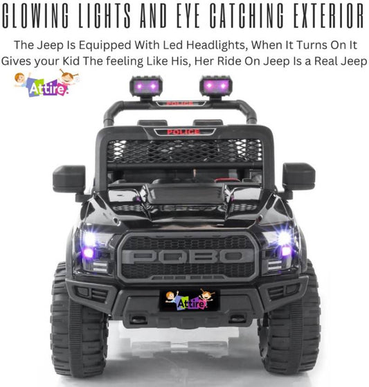 Attire Rechargeable with Bluetooth Music Electric Jeep Battery Operated Ride On  (Black)