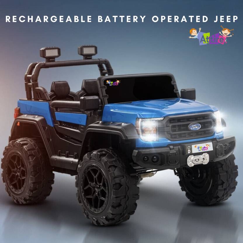 Attire Rechargeable Battery Operated Ride On Jeep With Music Lights & Usb Jeep For Kids Jeep Battery Operated Ride On  (Blue)