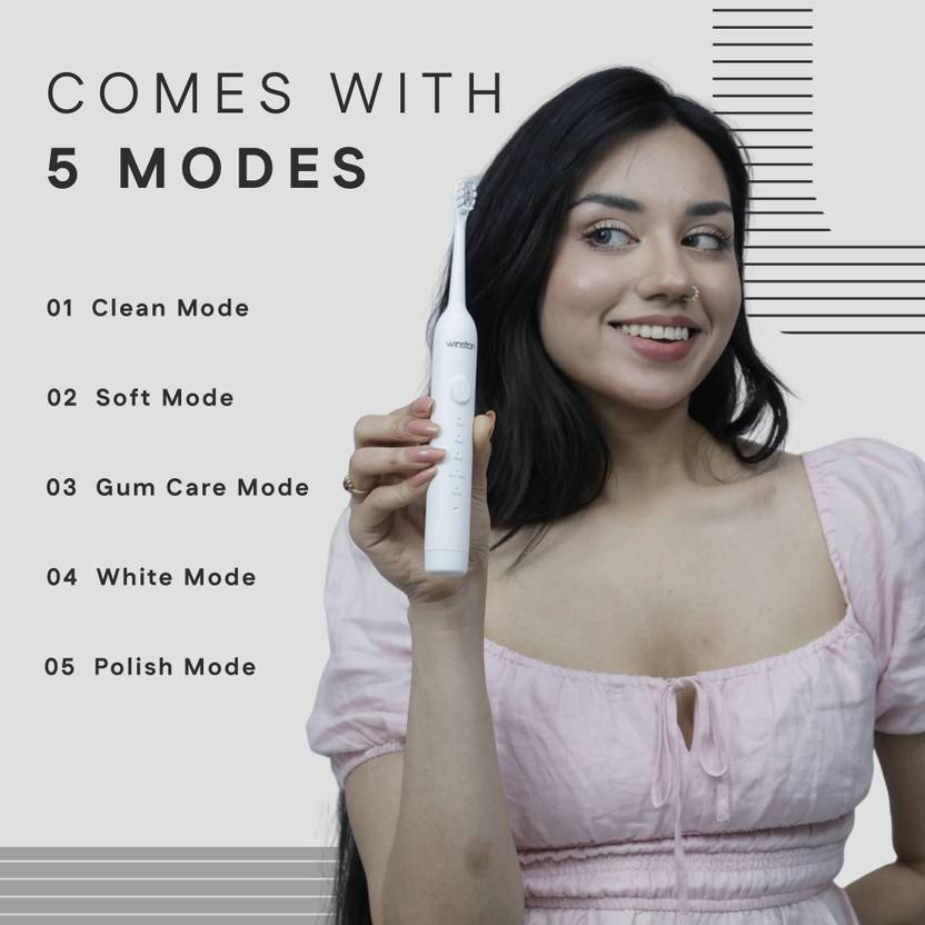 Winston Rechargeable Sonic Electric Toothbrush with Super Soft Bristles for Adults Electric Toothbrush (White)