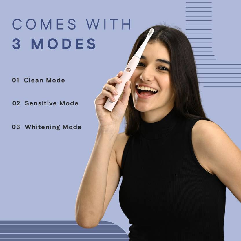 Winston Rechargeable Super Sonic Electric Toothbrush High-frequency Vibration Rechargeable Toothbrush with Soft Bristles for Adults - Super Sonic - 3 Modes Electric Toothbrush (Pink, White)