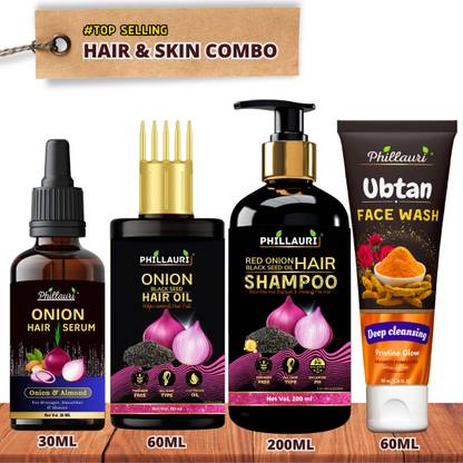 Phillauri Red Onion Hair Combo Kit and Ubtan Facewash  (4 Items in the set)