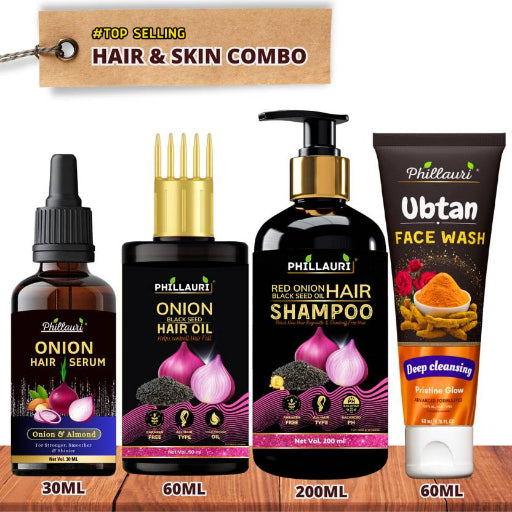 Phillauri Red Onion Hair Combo Kit and Ubtan Facewash  (4 Items in the set)