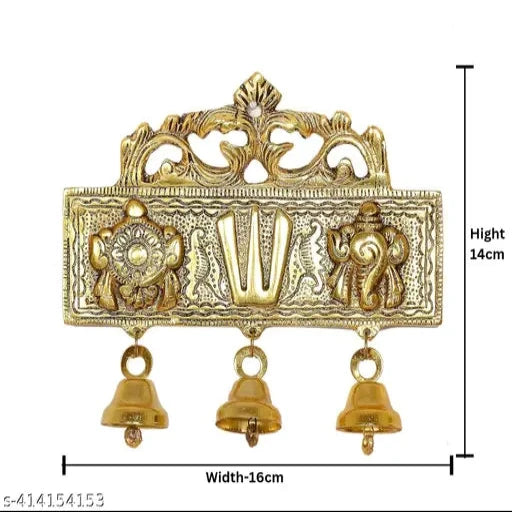 Pack of 2 Tirupati Door Hanging Shankh Chakra Namah Latkan Gold Plating Antique Decorative