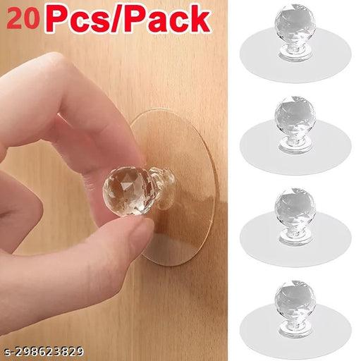 20 PCS Self-Adhesive Drill Free Self-Stick Push Pull Helper, Diamond Crystal Shaped Hook, - Springkart 