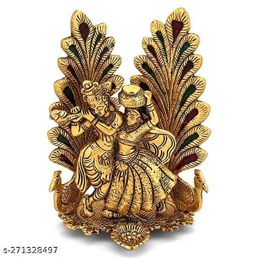 Radha krishna matki mor phankhi metal murti for Home decoration - Springkart 