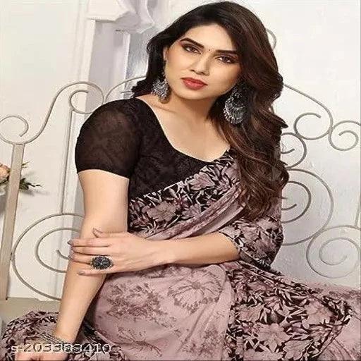 Pack of-2 Printed New Arrival Fancy Women's Designer Georgette Printed Saree With Unstitched Running Blouse