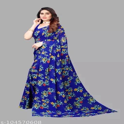 VJ FASHION Floral Print Daily Wear Georgette Saree - Springkart 