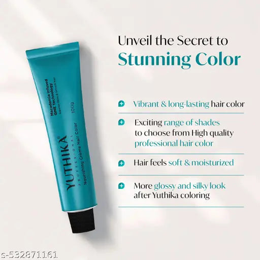 Yuthika Professional Creme Hair Color 100gm, Natural Black With Developer 1L 20VOL