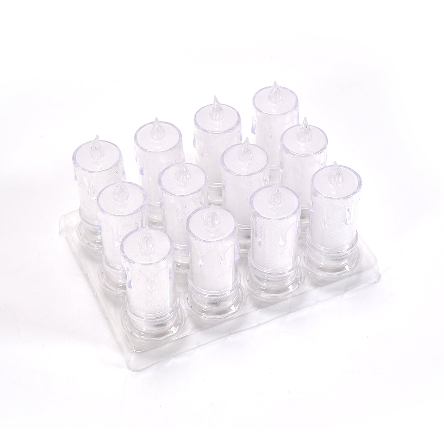 6559 Big Size Flameless Melted Design Candles For Decoration (Set Of 12pc) - Springkart 