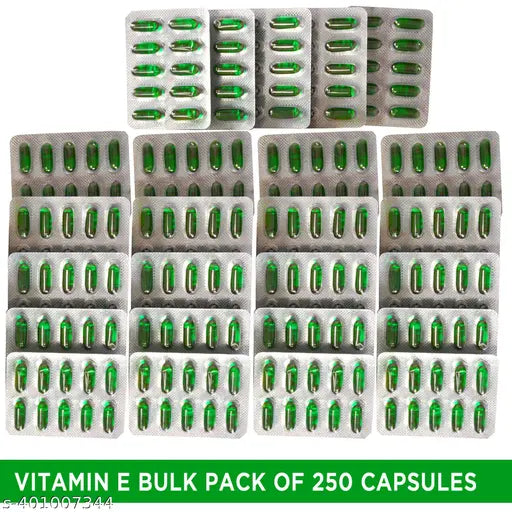Vitamin E Caps for Face and Hair, Antioxidant Support and Immunity Booster, Controls Wrinkling, Skin Dehydration, 250 Caps (BLUK) - Springkart 