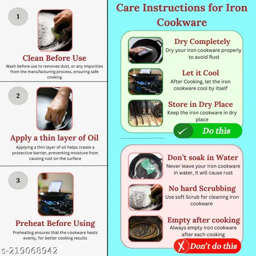 LAZYwindow Essential Iron Tadka Pan/Fry Pan with Steel Handle for Kitchen 12cm Diameter