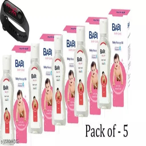 Babi Baby Care Oil & 1 LED Watch Free Pack of - 5 - Springkart 