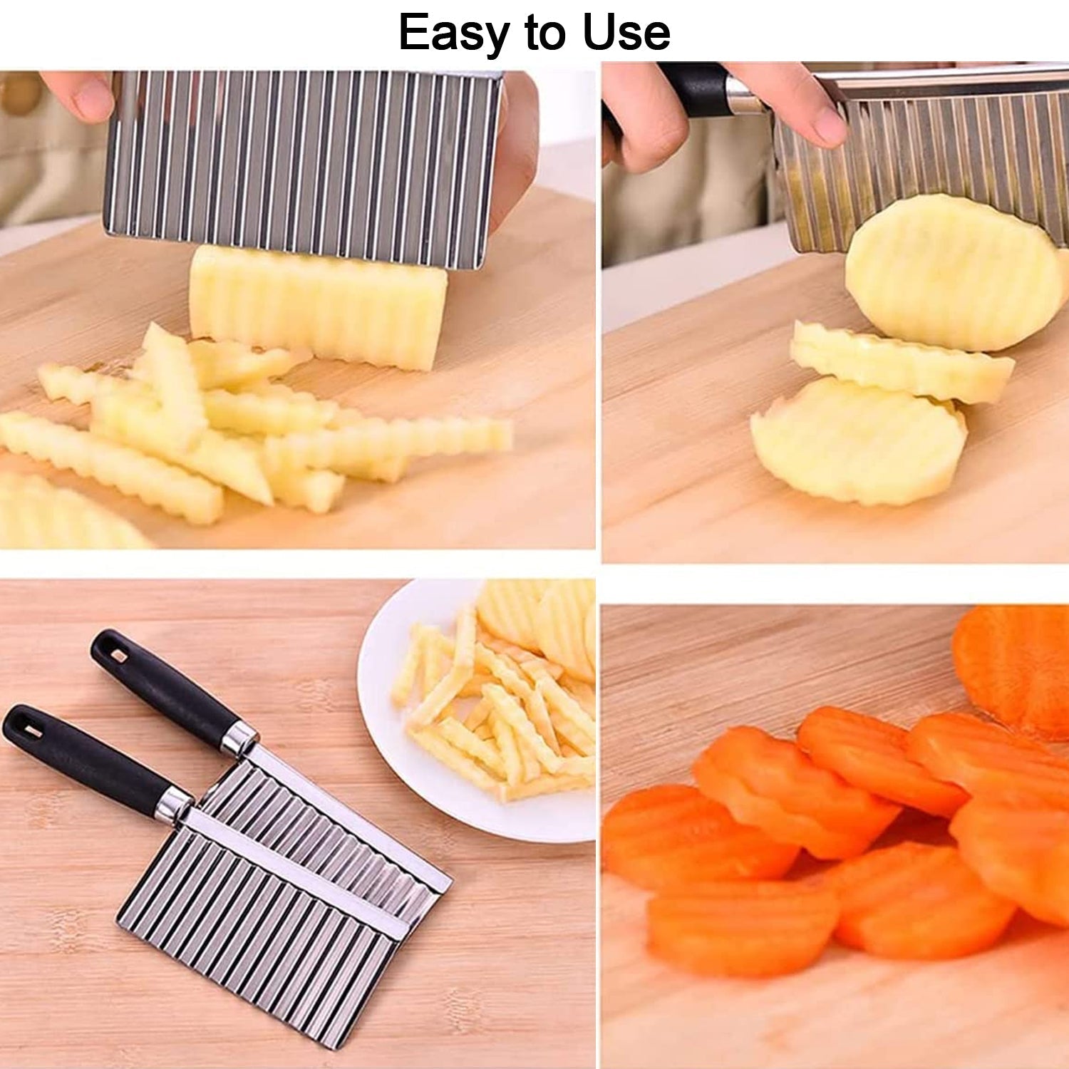 Stainless Steel Vegetable Salad Chopping Knife Crinkle Cutters - Springkart 