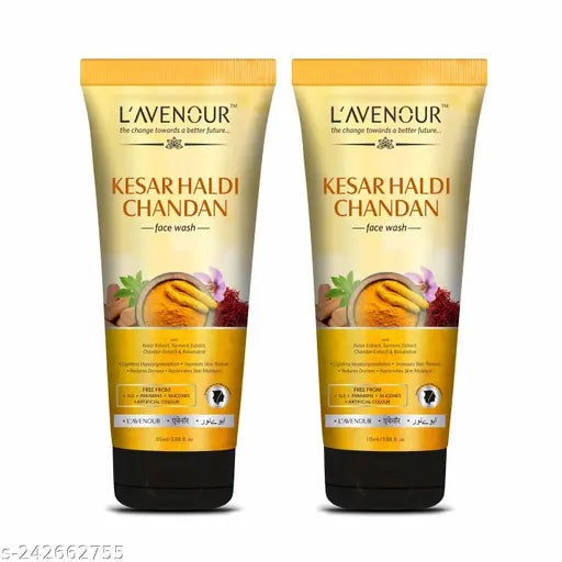 L'avenour Kesar Haldi Chandan Face Wash For Men & Women Skin Moisture 115ml (Pack of 2)