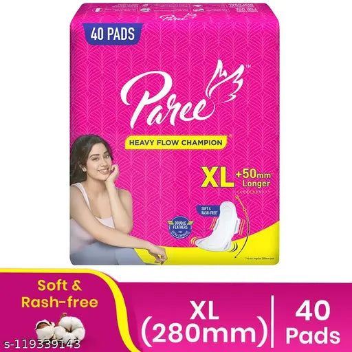 Paree Soft & Rash Free XL Sanitary Pads, With 3 Seconds Absorption For Heavy Flow - 40 Pads