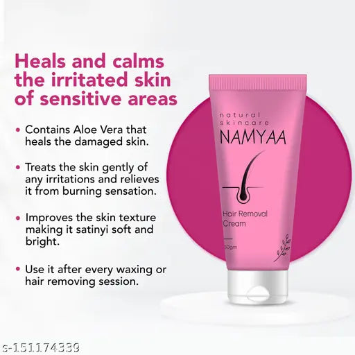 Namyaa Hair Removal Cream 60gm For Intimate Skin with After Wax Soothing Serum with Vitamin C Cream 15gm