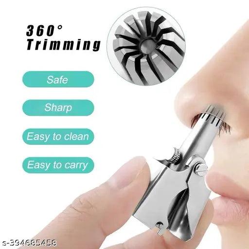 Manual Stainless Steel SS Nose Trimmer Manual Nose & Ear Hair Trimmer Clipper for Men & Women