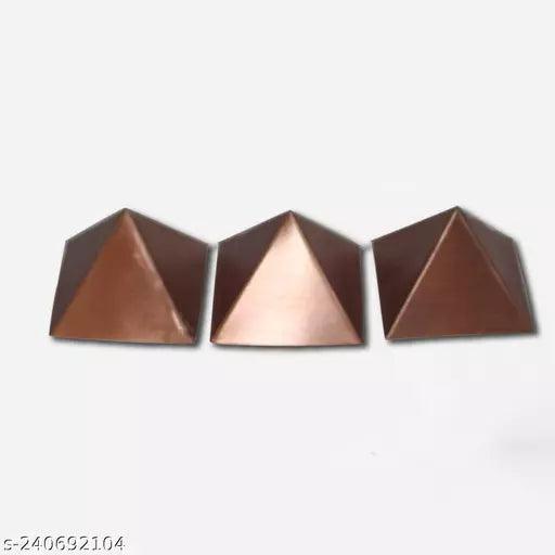 Shubh Sanket Vastu Copper 24 Gaze thik Sheet Inside Hollow Pyramids - 3x3 Inches - Set of 3 - Springkart 