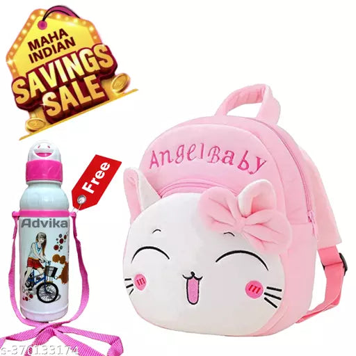 Angel Baby Kids Bag/ Soft Baby Bag/ Cartoon School Bag for Girls/ Boys / Children/ Plush Backpack (Combo Pack of 2) - Springkart 