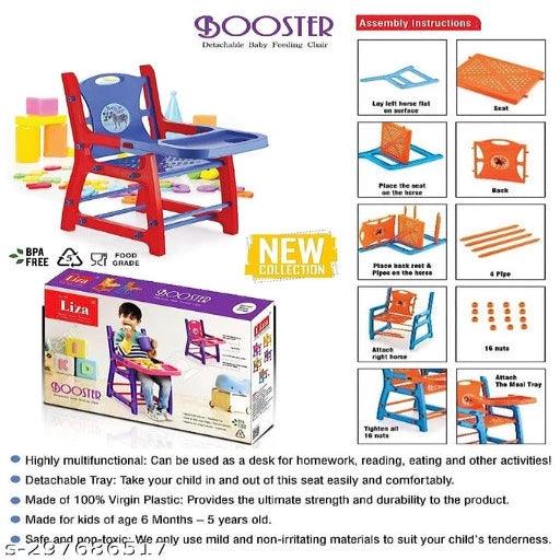 Homiefix Plastic Chair, High Chair, Eating, Feeding, Study, Kids, Toddlers Booster Seat with Safety Tray for 6 Months to 5 Years Age Kids Colour (Multi Colour Any Colour 1 Piece - Springkart 